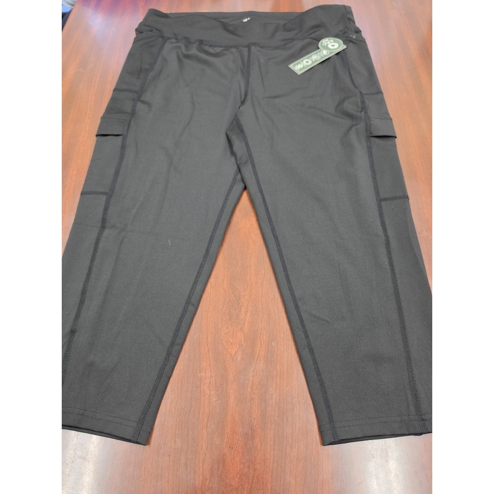 Rag Plus 3X Black Athletic Capri Leggings Womens High Rise Yoga Gym Pants NWT